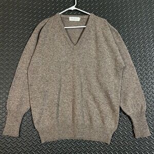 Glenhusky Brown Heathered Knit Pullover V-Neck Wool Sweater Men's Size XXL